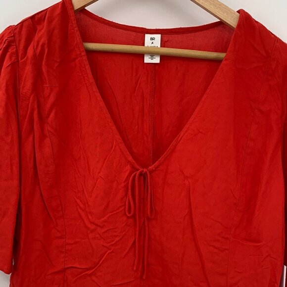 BP X Claudia Sulewski Tie Neck Red Polish Top XL - Picture 7 of 10